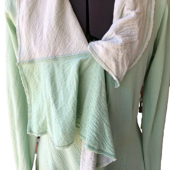 Evy's Tree Kristina Waterfall Top Jacket Shawl Collar V-Neck Sage Green XS Long- - Picture 2 of 8